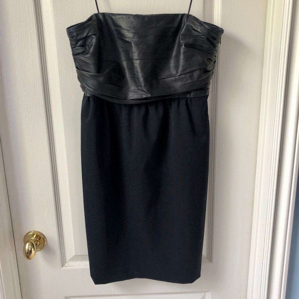 Theory Black Leather Corset Top Strapless Dress